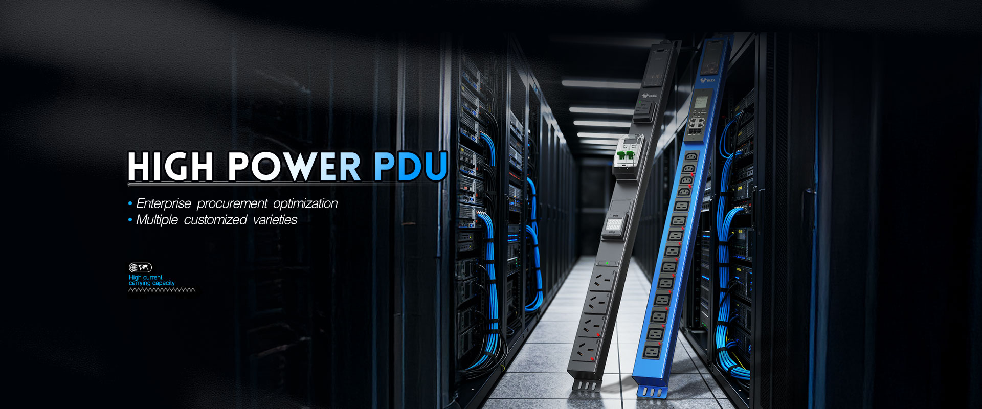 High power PDU for data center server rack with high current capacity