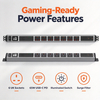 Silver 1U UK PDU with 6 BS 1363 Sockets, USB-C PD 65W Fast Charging, Digital Meter Display & Filtered Surge Protection
