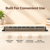 Wood-Grain 1U UK PDU with 5 BS 1363 Sockets, USB-C PD 30W Fast Charging, Surge Protection & Illuminated Circuit Breaker
