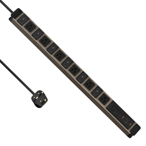 Portable Travel Power Strip with Wood Grain Aluminum Housing, 6 AC Outlets, 65W USB-C Charger & ETL Listed