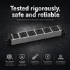 DeskPower 15A Silver Aluminum Desktop PDU Power Station with Circuit Breaker & ETL Listed