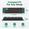 Green Power Series 2U UK PDU with 7 BS 1363 Sockets, USB-C PD 20W Fast Charging, Green Double-Pole Switch & Overload Protection