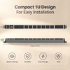 Silver 1U UK PDU with 6 BS 1363 Sockets, USB-C PD 65W Fast Charging, Digital Meter Display & Filtered Surge Protection