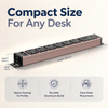 Pink 1U UK PDU with 6 BS 1363 Sockets, USB-C PD 65W Fast Charging & Illuminated Circuit Breaker