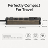 Premium Aluminum Travel PDU Power Strip with Wood Grain Finish, 3 Outlets, 30W USB-C Fast Charging, Circuit Protection & ETL Listed
