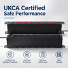 Black 1+1U UK PDU with 7 BS 1363 Sockets, Red Double-Pole Switches & Overload Protection