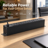 Black 1+1U UK PDU with 7 BS 1363 Sockets, USB-C PD 30W Fast Charging & Digital Meter Display