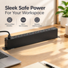 1+1U CN Series UK PDU with 7 BS 1363 Sockets, Red Double-Pole Switch, USB-C PD 30W & Surge Protection
