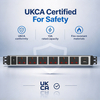 Silver 1U UK PDU with 6 BS 1363 Sockets, USB-C PD 20W Fast Charging & Illuminated Circuit Breaker