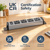 Wood-Grain 1U UK PDU with 6 BS 1363 Sockets, USB-C PD 65W Fast Charging & Illuminated Circuit Breaker
