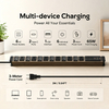 Premium Wood Grain Aluminum Travel PDU Power Strip with 6 Outlets, 65W USB-C Fast Charging, Individual Circuit Switches & ETL Listed