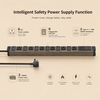 ETL Listed Portable Travel Power Strip with 6 Outlets, 65W USB-C Fast Charging & Individual Circuit Breaker Switches, Wood Grain Aluminum Housing
