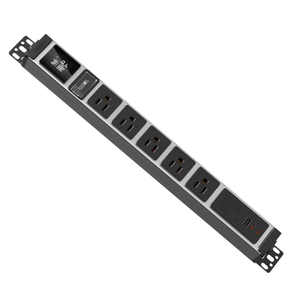 15A Aluminum Desktop PDU Power Strip with 5 Outlets, USB-C USB Charger, Digital Power Meter and Circuit Breaker