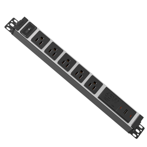 15A Aluminum Desktop PDU Power Strip with 5 Outlets, USB-C 65W Charger, Circuit Breaker and ETL Listed