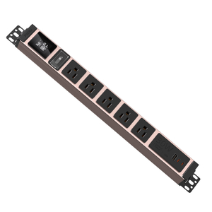 15A Pink Aluminum Desktop PDU Power Strip with 5 Outlets, USB-C USB Charging, Digital Meter and Circuit Breaker