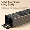 Wood-Grain 1U UK PDU with 5 BS 1363 Sockets, USB-C PD 30W Fast Charging, Surge Protection & Illuminated Circuit Breaker