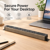 1U Wood-Grain Aluminum UK PDU with 5 BS 1363 Sockets, USB-C PD 30W Charging, Surge Protection & Illuminated Circuit Breaker
