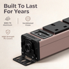 Pink 1U UK PDU with 6 BS 1363 Sockets, USB-C PD 20W Fast Charging & Illuminated Circuit Breaker