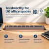 Pink 1U UK PDU with 6 BS 1363 Sockets, USB-C PD 65W Fast Charging & Illuminated Circuit Breaker