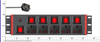 2U UK PDU Power Strip with 5 BS 1363 Sockets, Red Double-Pole Switches & Overload Protection
