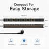 Portable Travel Power Strip with CEE 7/7 Plug, Wood Grain Aluminum Housing, 6 AC Outlets, 65W Type-C Fast Charging & ETL Certified