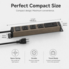 ETL Listed Portable Travel Power Strip with 3 Outlets, 30W USB-C Charging, Circuit Breaker Protection and Wood Grain Aluminum Housing