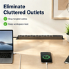 Portable Travel Power Strip with Wood Grain Aluminum Housing, 6 AC Outlets, 65W USB-C Fast Charging & ETL Certification