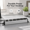 DeskPower 15A Silver Aluminum Desktop PDU Power Station with Circuit Breaker & ETL Listed