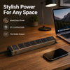 Wood Grain Aluminum PDU Power Strip with Circuit Breaker, 5 Outlets, ETL Listed