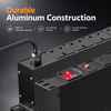 1+1U CN Series UK PDU with 7 BS 1363 Sockets, Red Double-Pole Switch, USB-C PD 30W & Surge Protection