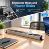 Silver 1U UK PDU with 5 BS 1363 Sockets, USB-C PD 30W Fast Charging, Surge Protection & Illuminated Circuit Breaker