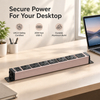 Pink 1U UK PDU with 6 BS 1363 Sockets, USB-C PD 20W Fast Charging & Illuminated Circuit Breaker