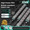 UK 1U Aluminium PDU Power Strip with 4 BS 1363 UK Sockets, Green Double-Pole Switch, UKCA Compliant