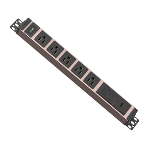 15A Aluminum Desktop PDU Power Strip with 5 Outlets, USB-C 65W Charger, Circuit Breaker and ETL Certification