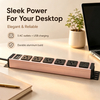 Pink Aluminum Desktop PDU Power Strip 15A with USB-C & USB Charging, Circuit Breaker Protection and ETL Listed