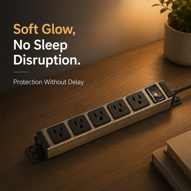 5 Outlet Aluminum PDU Power Strip with Circuit Breaker, ETL Listed