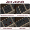 1U Wood-Grain Aluminum UK PDU with 5 BS 1363 Sockets, USB-C PD 30W Charging, Surge Protection & Illuminated Circuit Breaker