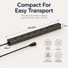 Premium Wood Grain Aluminum Travel PDU Power Strip with 6 Outlets, 65W USB-C Fast Charging, Individual Circuit Switches & ETL Listed