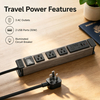 ETL Listed Portable Travel Power Strip with 3 Outlets, 30W USB-C Charging, Circuit Breaker Protection & Wood Grain Aluminum Housing