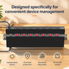 Black 1+1U UK PDU with 7 BS 1363 Sockets, Red Double-Pole Switches & Overload Protection