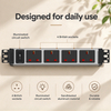 Wood-Grain 1U UK PDU with 6 BS 1363 Sockets, USB-C PD 65W Fast Charging & Illuminated Circuit Breaker