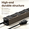 15A Wood Grain Aluminum Desktop PDU Power Strip with 6 NEMA 5-15R Outlets, 65W USB-C Charging & Circuit Breaker