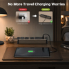 Premium Aluminum Travel PDU Power Strip with Wood Grain Finish, 3 Outlets, 30W USB-C Fast Charging, Circuit Protection & ETL Listed