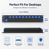 15A 2U Aluminum Rack PDU with 10 NEMA 5-15R Outlets, Blue Master Switch, Overload Protection & ETL Certification
