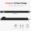 Industrial 1U PDU Power Distribution Unit, 30A High Power with 12 IEC C13 & C19 Outlets, 1P Circuit Breaker & ETL Listed
