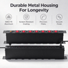 Black 1+1U UK PDU with 7 BS 1363 Sockets, Red Double-Pole Switches & Overload Protection