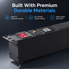 Black Aluminum UK Power Distribution Unit with 7 BS 1363 Sockets, USB-C PD 65W & Filtered Surge Protection