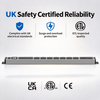 Silver 1U UK PDU with 6 BS 1363 Sockets, USB-C PD 65W Fast Charging, Digital Meter Display & Filtered Surge Protection