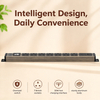 Wood-Grain 1U UK PDU with 7 BS 1363 Sockets, USB-C PD 30W Charging, Digital Meter Display & Illuminated Circuit Breaker