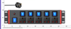 Blue Power Series 2U UK PDU with 5 BS 1363 Outlets, Blue Double-Pole Switches & Overload Protection